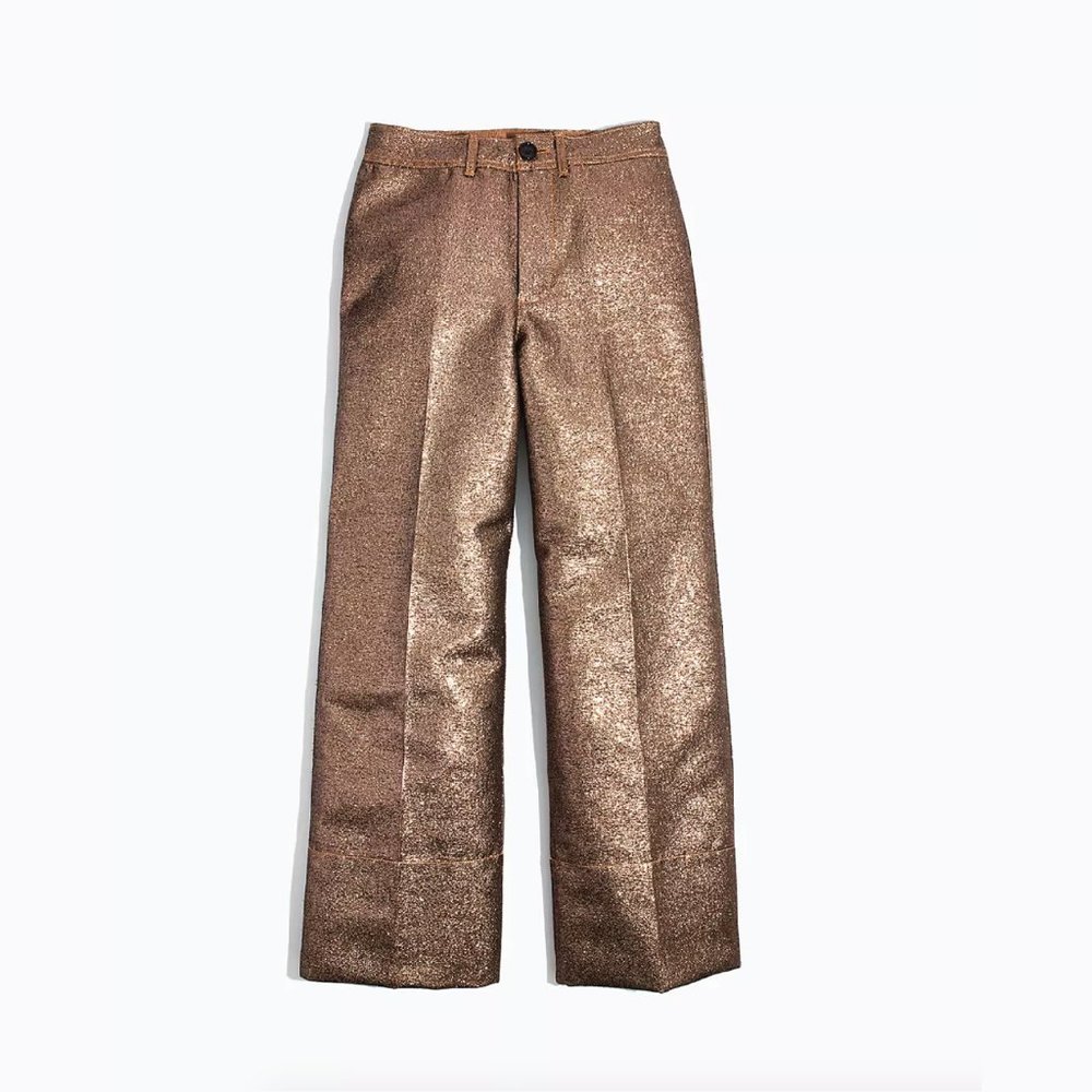 NEW MADEWELL Emmett Wide-Leg Crop Pants in Metallic